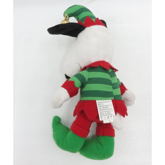 HALLMARK PEANUTS Snoopy Elf Plush Stuffed Toy Green and Red Jester 10" - Picture 7 of 11